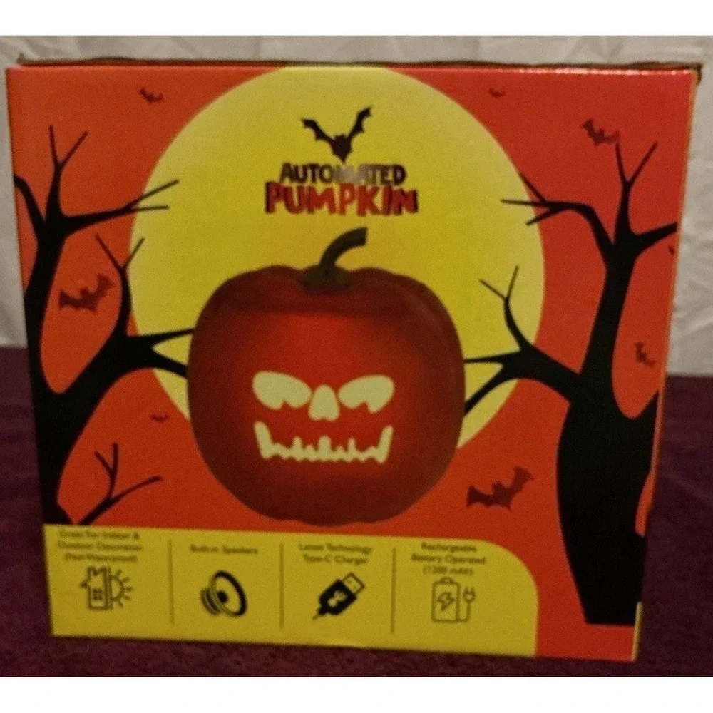 Animated Pumpkin‎ Music With 5 Fun And Spooky Faces Built-in Speakers LEDs NIB
